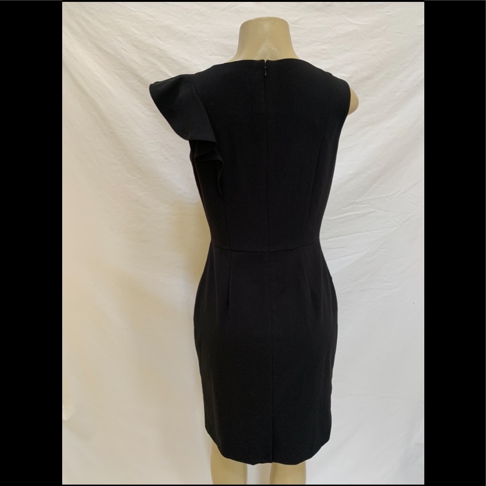 Calvin Klein Size 8 Ruffled Sleeveless Little Black Sheath Dress - Picture 6 of 10